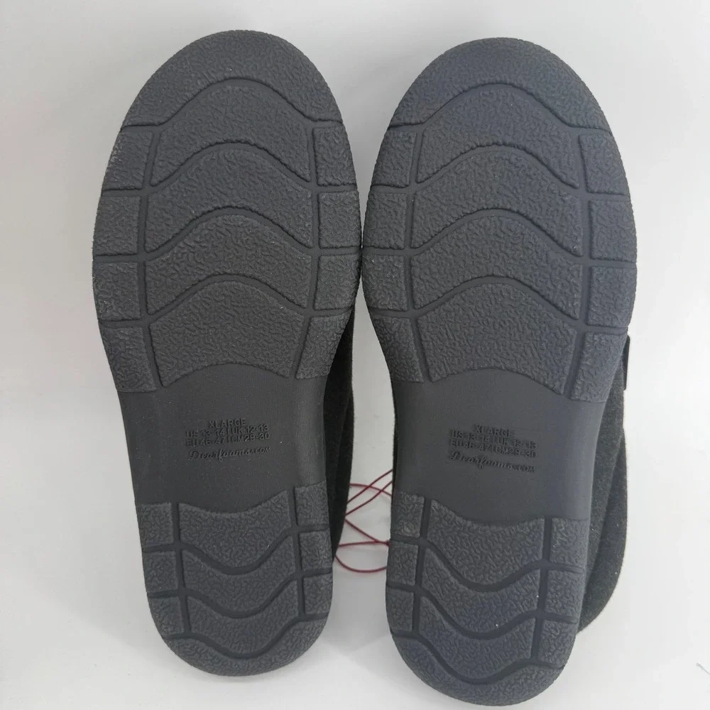 Dearfoams Mens‎ Wool Blend Memory Foam Moccasin Slippers Black XL 13-14